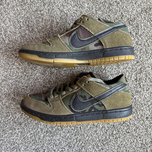 NIKE LOW TOP SNEAKERS SB ZOOM DUNK PRO MULTICOLOR 854866-209 MARU CAMO SZ 5
